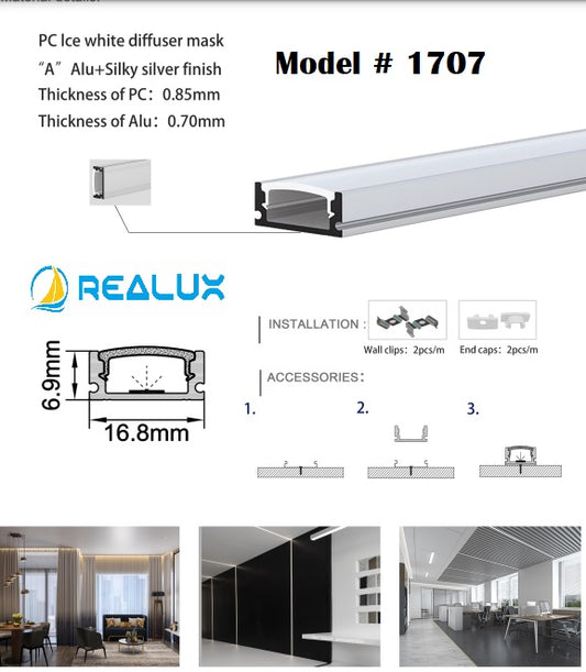 17mm profile light U shape